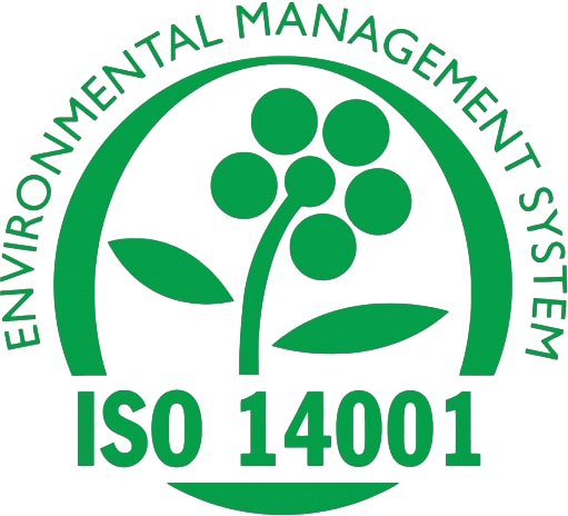 Green ISO 14001 Environmental Management System logo.