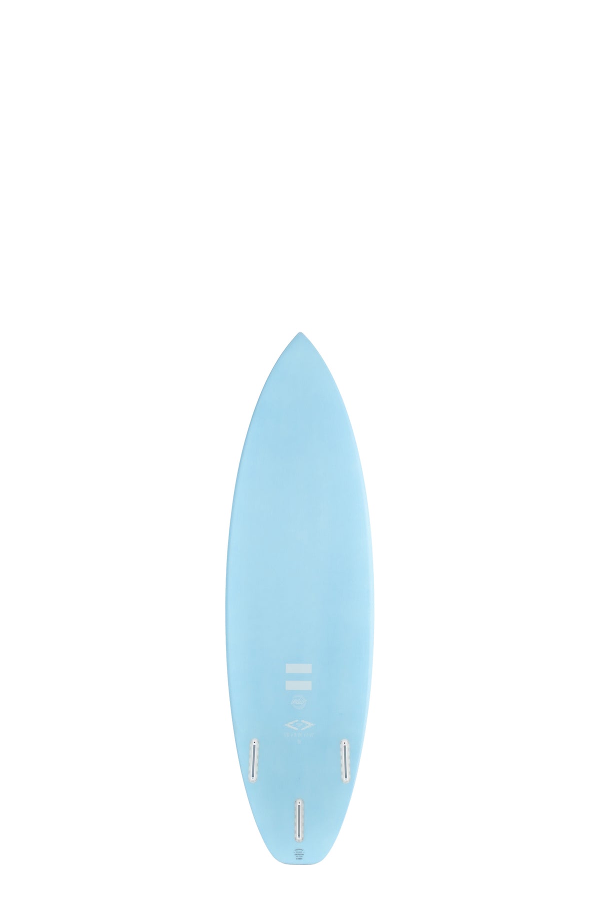 Back view of the Indio Boom HP surfboard featuring a smooth, solid blue color on the deck, displayed on a white background.