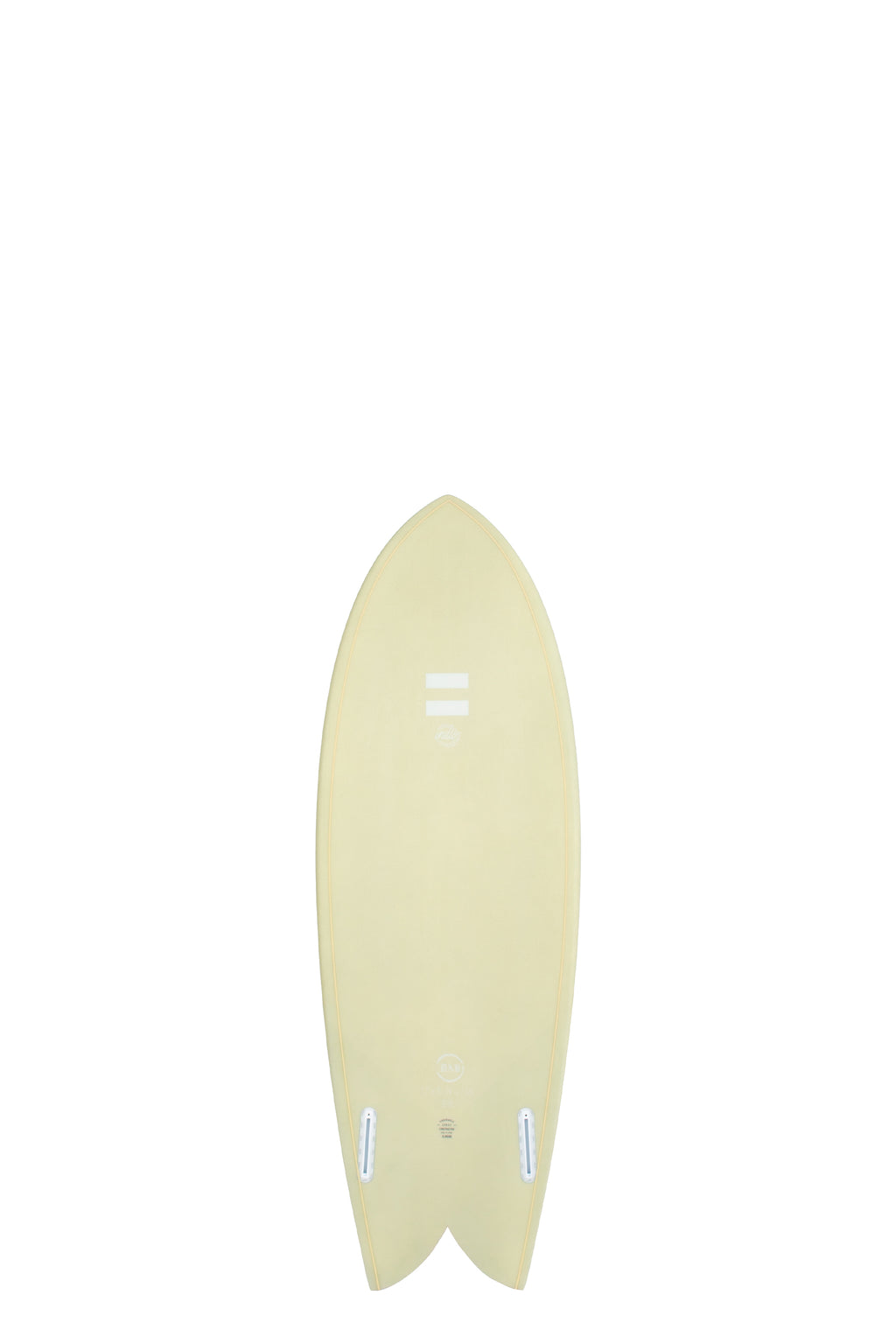 Back view of the Indio Endurance DAB surfboard featuring a smooth, solid Green Cement color on the deck, displayed on a white background.