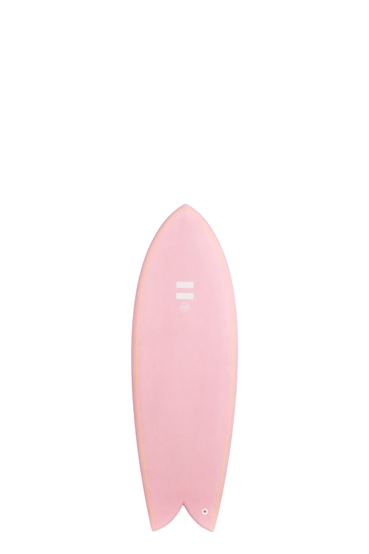 Front view of the Indio Endurance DAB surfboard featuring a smooth, solid Pink color on the deck, displayed on a white background.