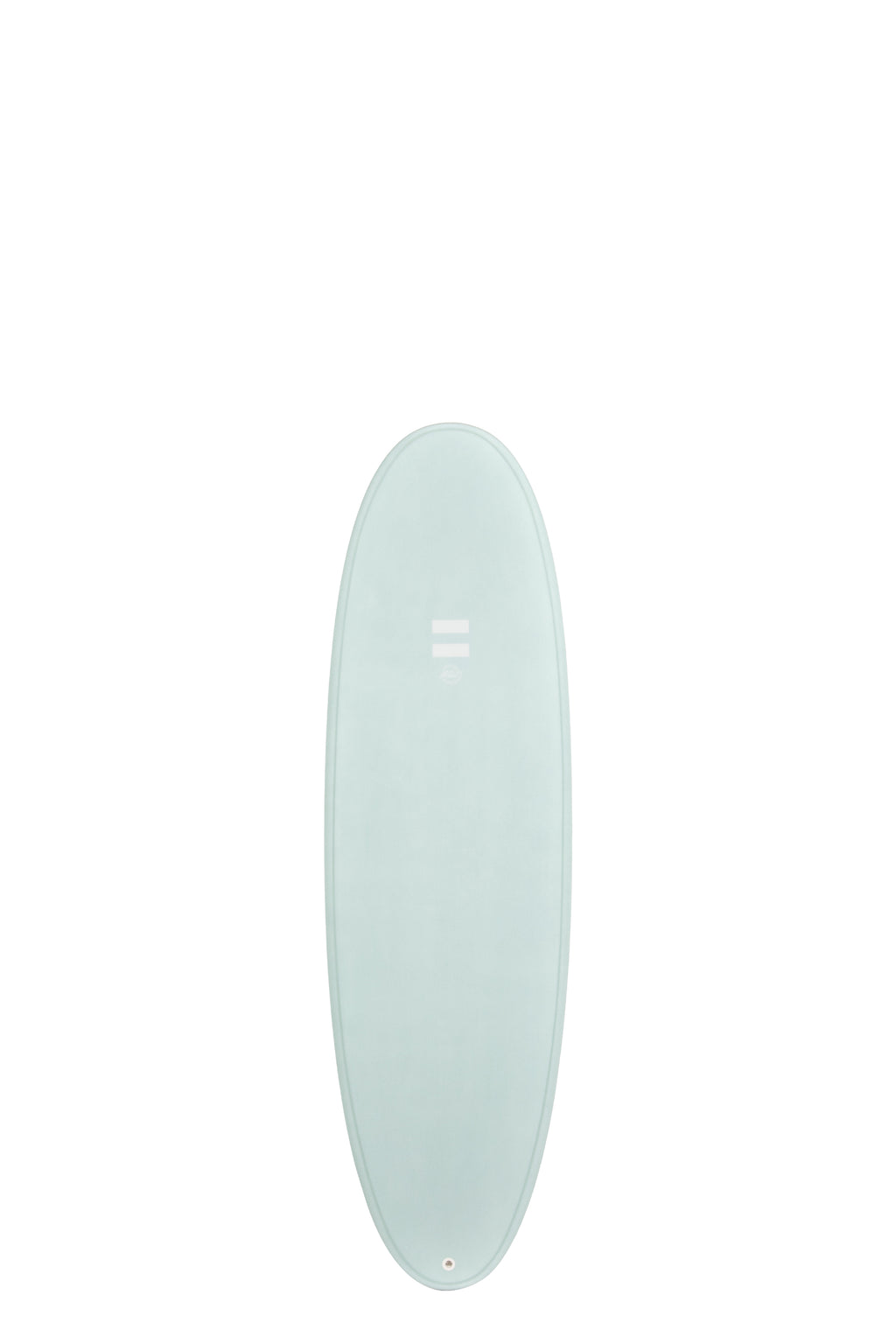 Front view of the Indio Endurance Plus surfboard featuring a smooth, solid Sky color on the deck, displayed on a white background.