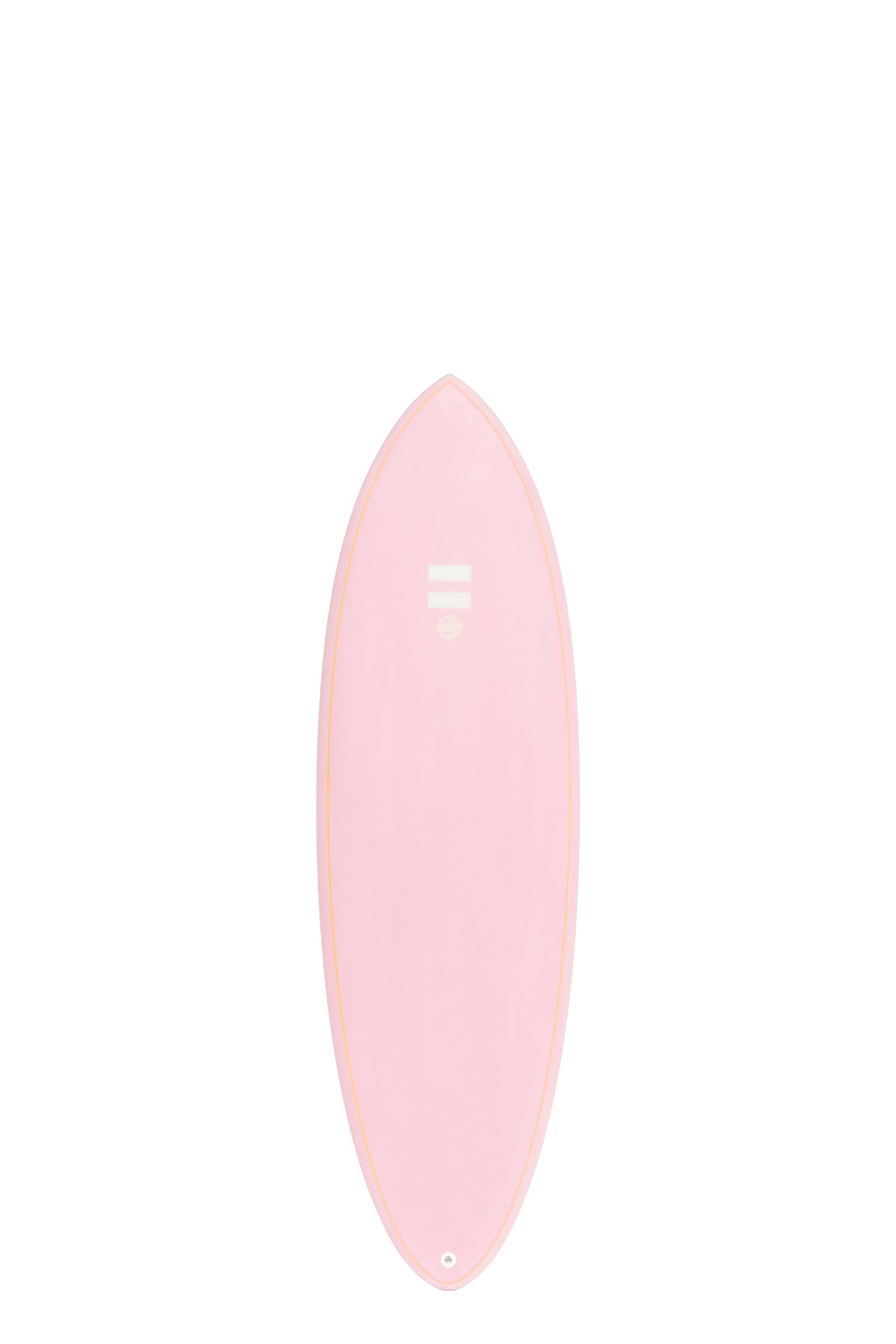 Front view of the Indio Endurance Racer surfboard featuring a smooth, solid Pink color on the deck, displayed on a white background.