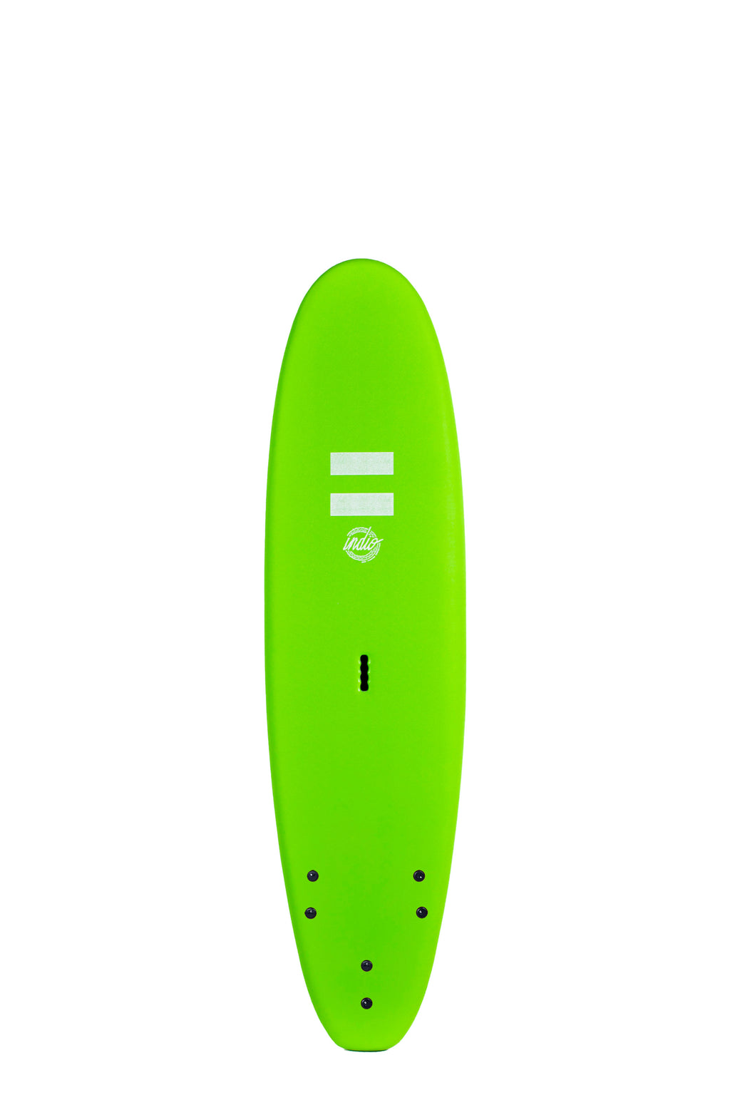 Front view of the Indio Standard softboard featuring a smooth, solid Apple Green color on the deck, displayed on a white background.