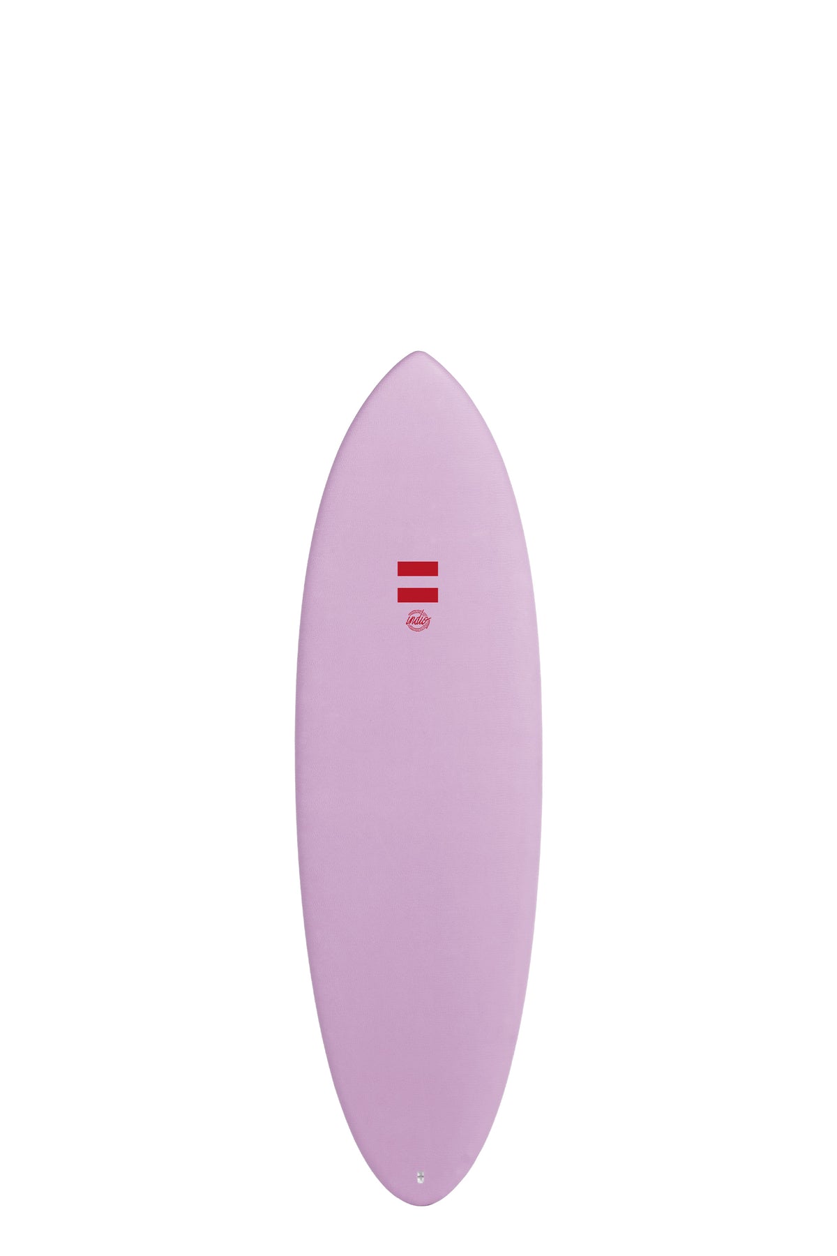 Front view of the Indio Racer Ultra Endurance surfboard featuring a smooth, solid Purple color on the deck, displayed on a white background.